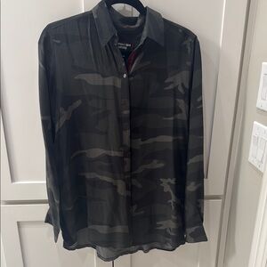 Johnny Was Black and Green Button Down Blouse